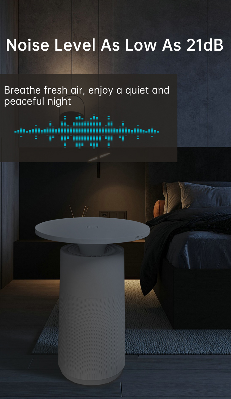 2 in 1 Multi Purpose table type Air Purifier Hepa Filter with Wireless Charging and light