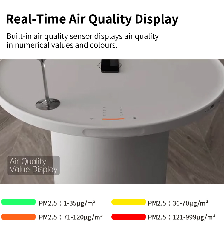 2 in 1 Multi Purpose table type Air Purifier Hepa Filter with Wireless Charging and light