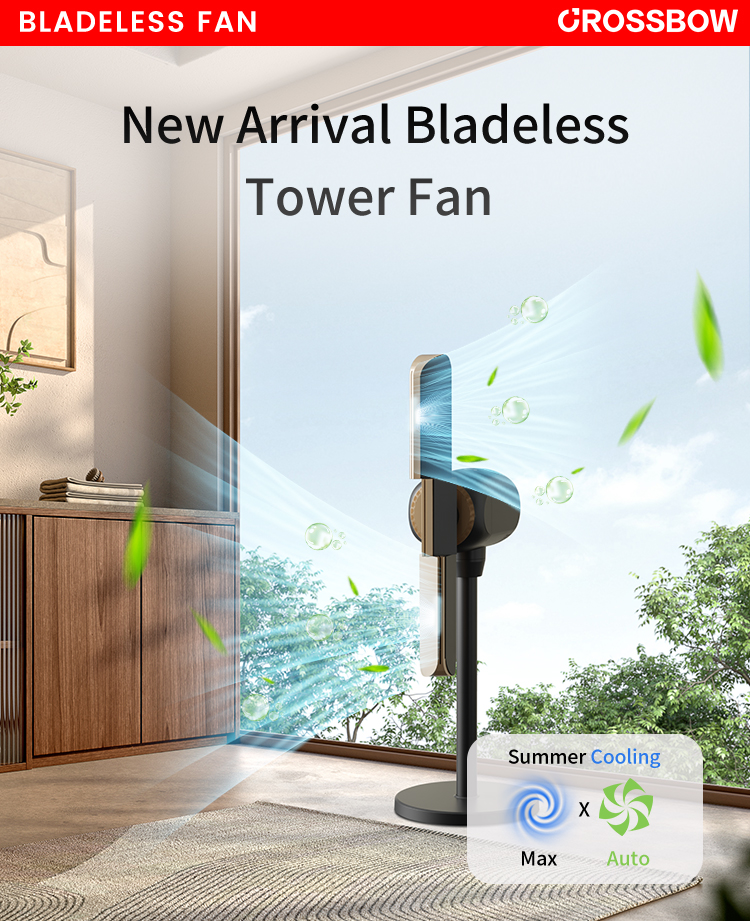 360°Multi-direction 5 air speeds tuya Smart Bladeless Cooling Tower Fan