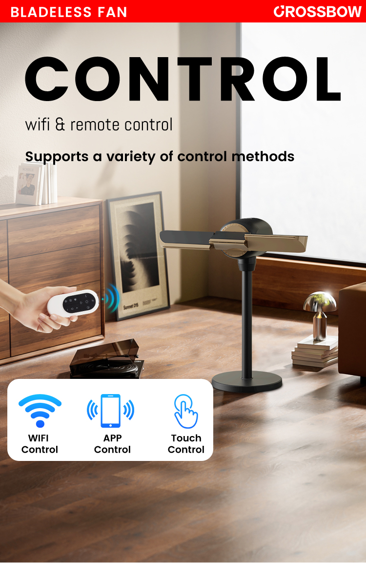 360°Multi-direction 5 air speeds tuya Smart Bladeless Cooling Tower Fan