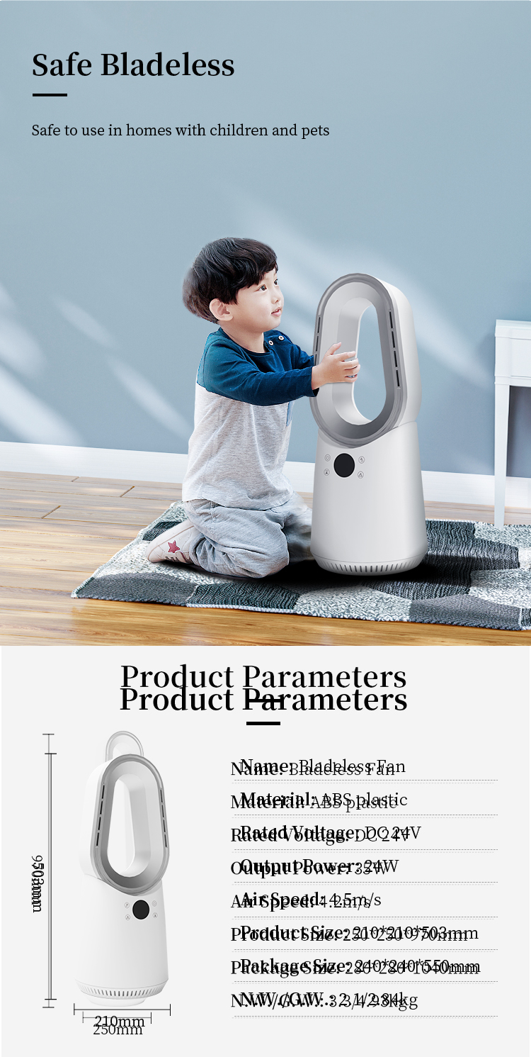Vantilator Natural Air Bladeless Tower Fan Smart Electric Cooling Fan Without Blade