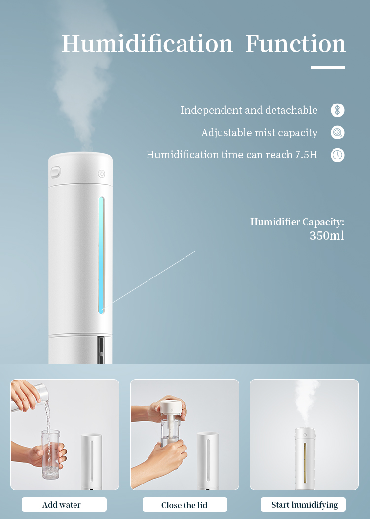 3 in 1 Smart Cooling Bladeless Tower Ptc Fan Heater With Air Humidifier