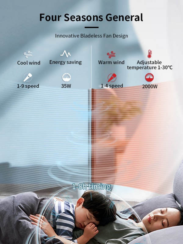 Hot and Cold Air Purifier Fan Electric Fan Heater for Room