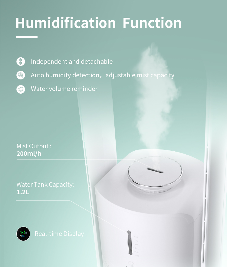 Air Humidifier and Purifier Fan Hepa Filter Air Purifier Bladeless Fan